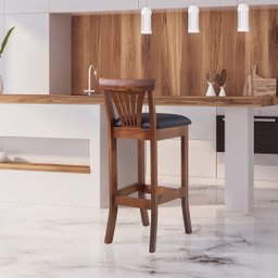 Banqueta Alta Estofada Valentina 36 x 100 Cm Madeira Maciça Imbuia Facto Marrom L74 - RMI - 2