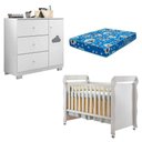Ver imagem 1 de Berço Americano Mirelle e Cômoda Infantil Ane Branco Brilho com Colchão Ortobom - Phoenix Baby