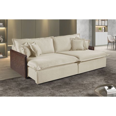 Sofá Martins M-160 Linho 02 Módulos de 80cm Braço 7cm Estofados Martins