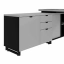 Ver imagem 4 de Mesa Executiva com Armário Lateral e Caixa de Tomadas 3 Gavetas 180cm Corporate Cinza Sagrado e Pret