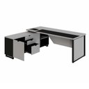 Ver imagem 5 de Mesa Executiva com Armário Lateral e Caixa de Tomadas 3 Gavetas 180cm Corporate Cinza Sagrado e Pret