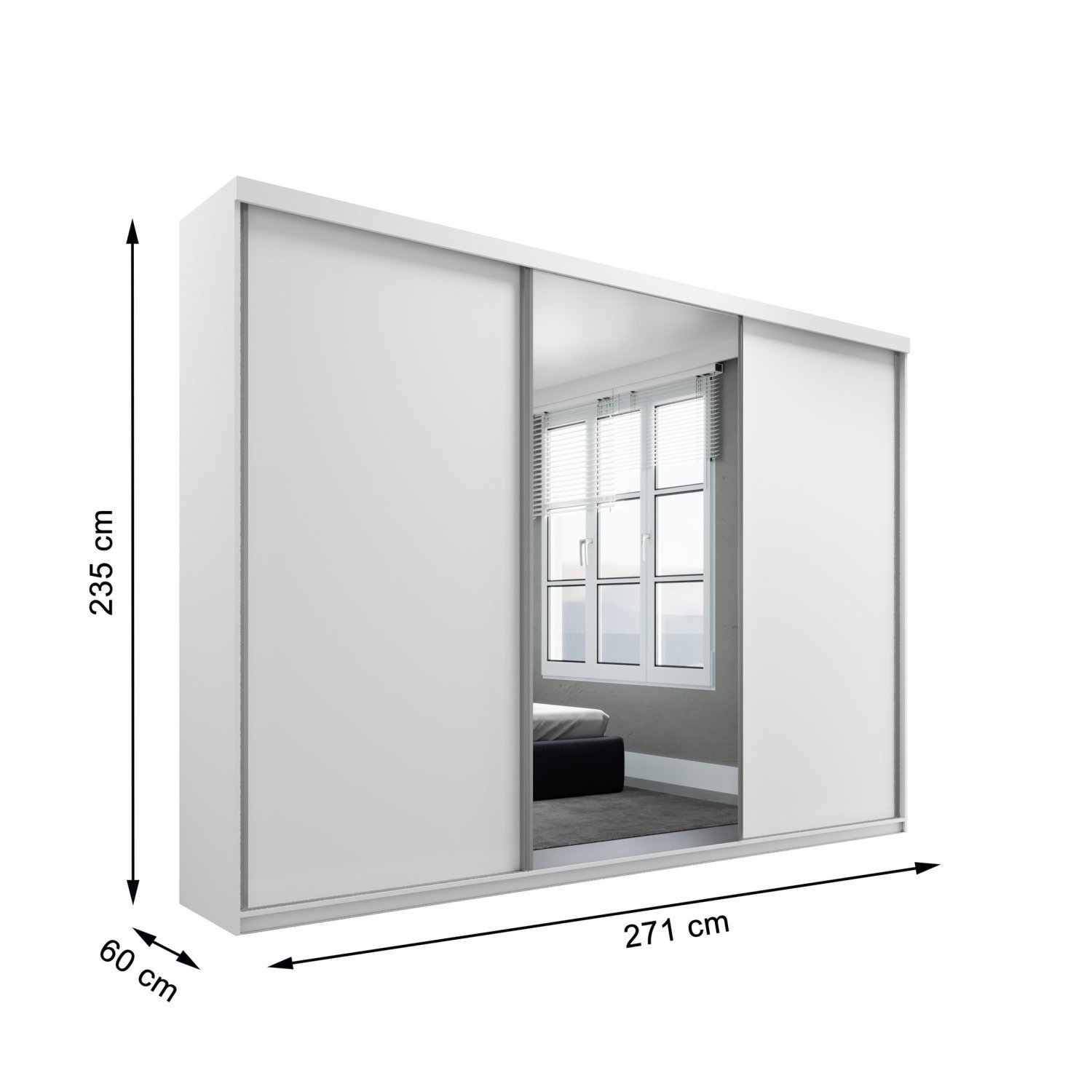 Guarda Roupa Casal com Espelho 3 Portas 100% MDF BP Altdorf - 4