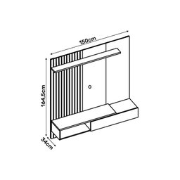Painel para TV Tito até 65 Polegadas Griz/Carvalho - DJ Móveis - 2
