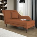 Ver imagem 1 de Divã Recamier Chaise Longue Valentina Clássico com Pés de Madeira Veludo Terracota - Desk Design