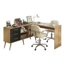 Ver imagem 2 de Mesa Profissional para Manicure em L com 3 Gavetas Jady Multimóveis Mp6043 Madeirado/preto