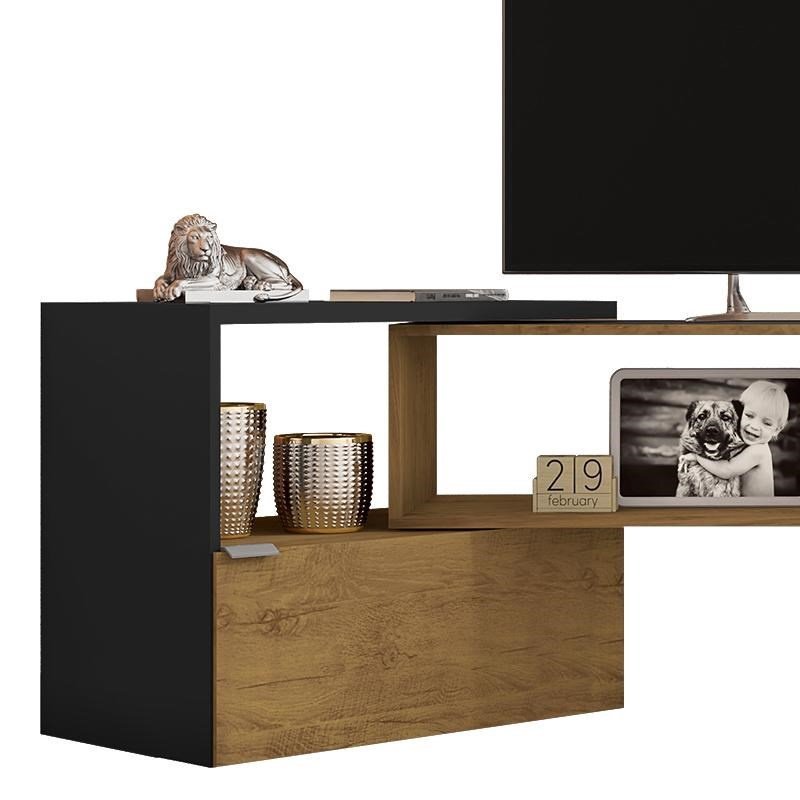 Rack Extensível Canto Inovatta Preto/Freijó - Saga Home Shop - 3