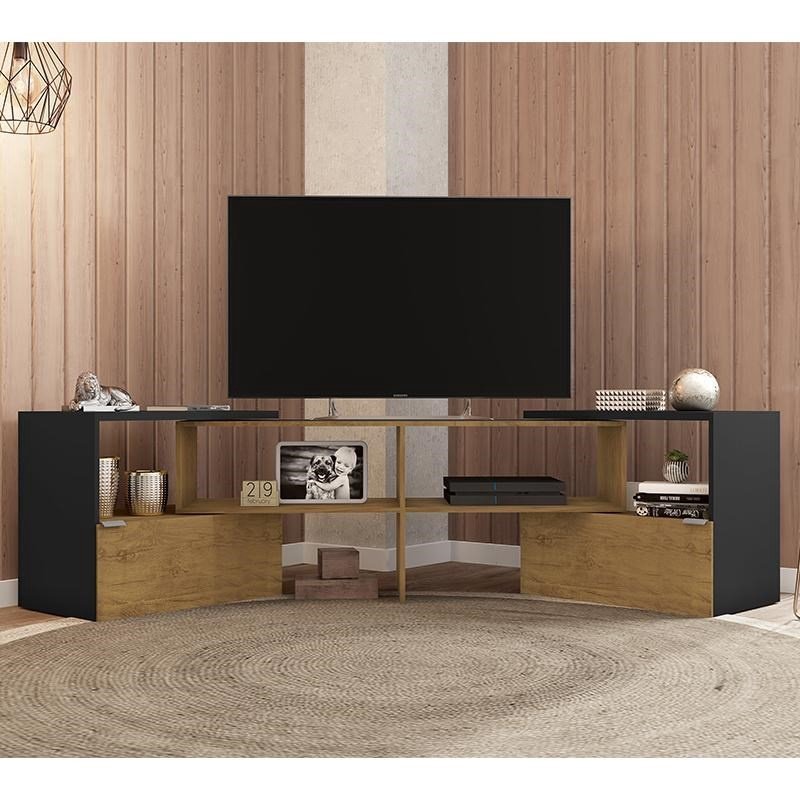 Rack Extensível Canto Inovatta Preto/Freijó - Saga Home Shop - 2