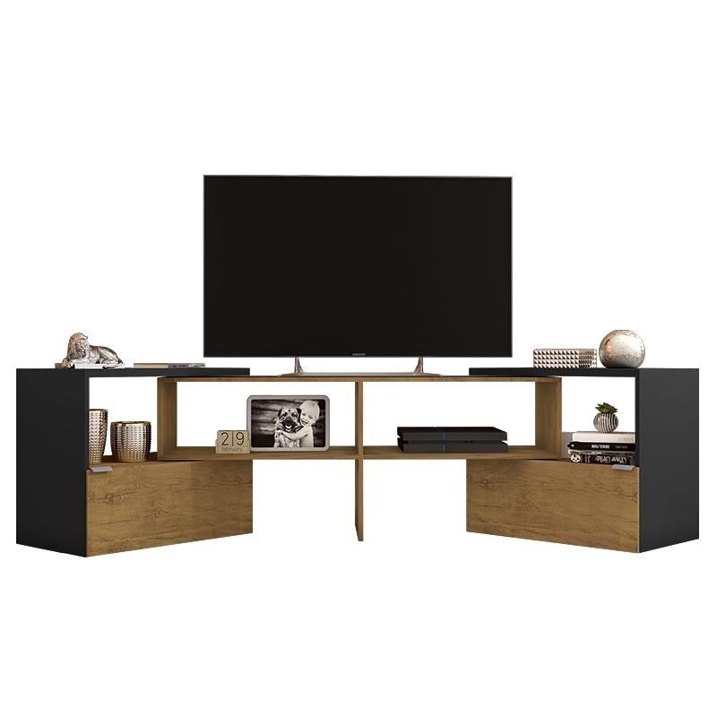 Rack Extensível Canto Inovatta Preto/Freijó - Saga Home Shop - 1