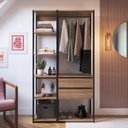 Ver imagem 1 de Guarda Roupa Closet 2 Peças com 1 Cabideiros 2 Gavetas e 6 Nichos Easy Bege/Preto/Montana