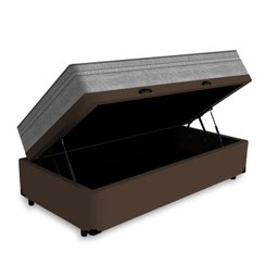 Cama Box Com Baú Solteiro + Colchão De Molas Ensacadas - Probel - Evolution 88x188x74cm:marrom - 2