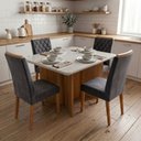 Ver imagem 2 de Conjunto Sala de Jantar Mesa 1,20m com Vidro Montreal 4 Cadeiras Bele