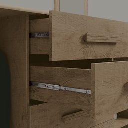 Comoda 5 gavetas com corrediças 2 portas 1 colméia porta objetos Sarah Castanho - Fenix - 5