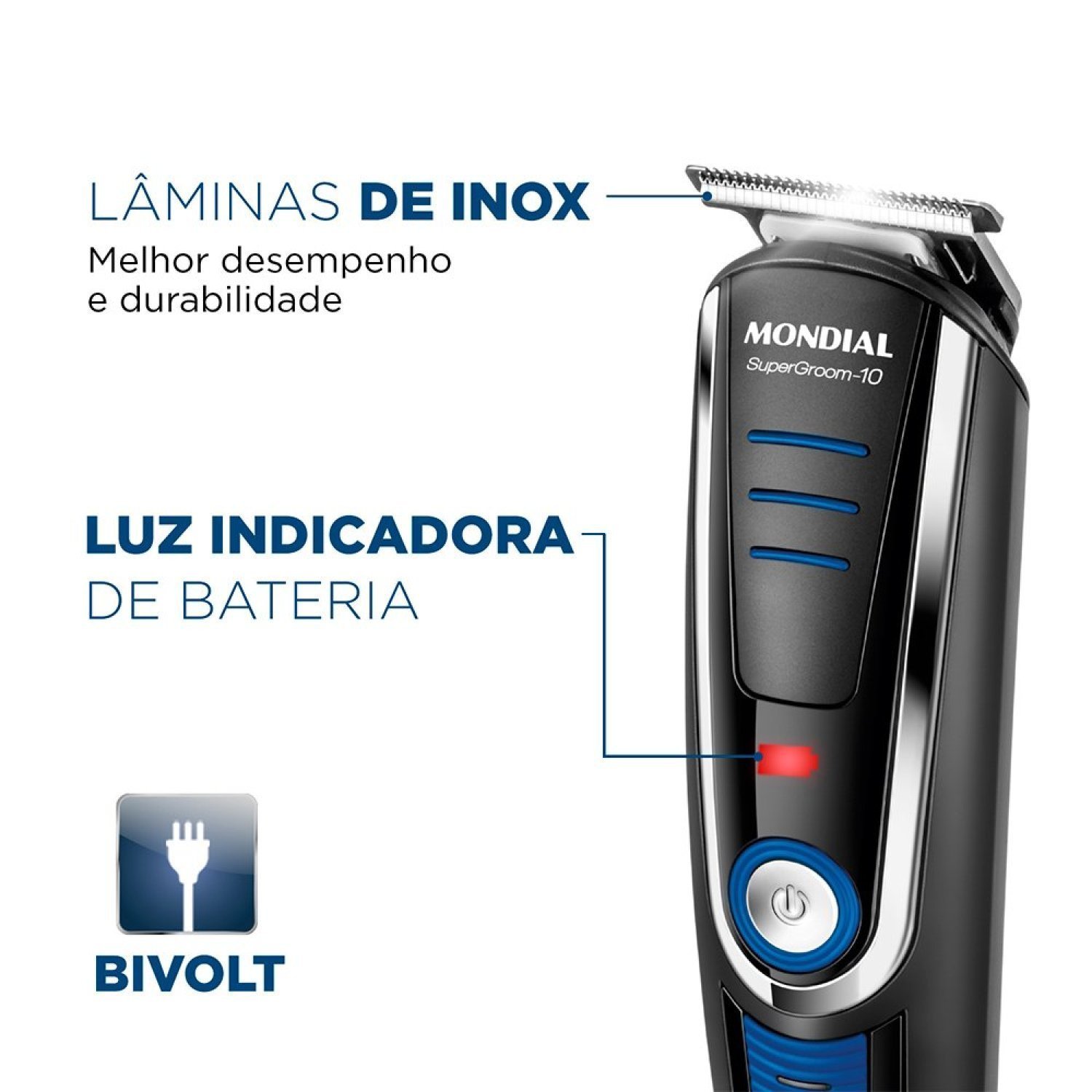 Aparador de Pelos Super Groom 10 6w Bivolt Bg-03 Mondial - 6