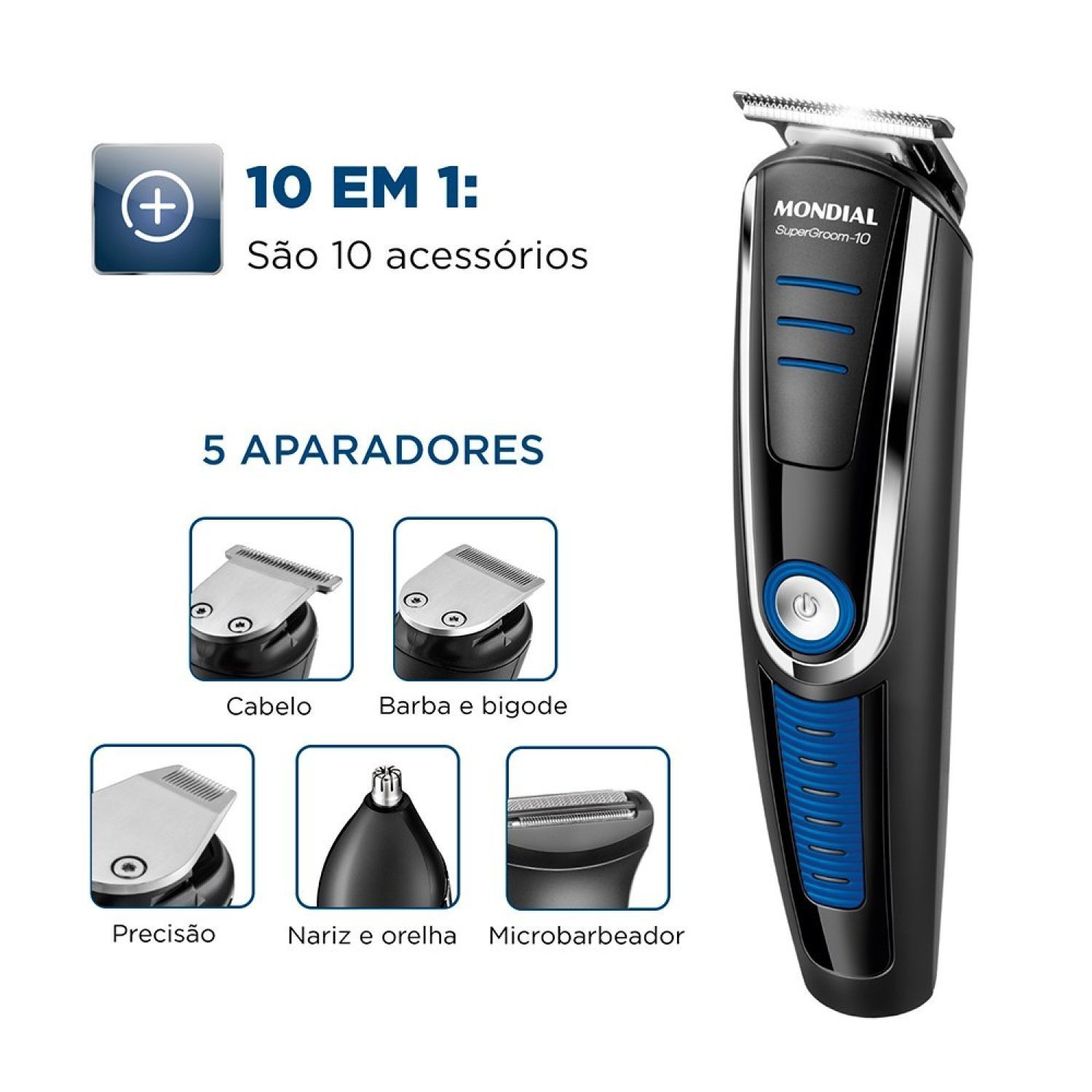 Aparador de Pelos Super Groom 10 6w Bivolt Bg-03 Mondial - 4