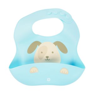 Babador de Silicone Bebê Ajustável Azul Cachorro - Pimpolho