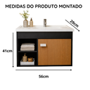 Ver imagem 3 de Gabinete Suspenso com Cuba Banheiro 1 Porta e Nicho Cannes:preto/ripado