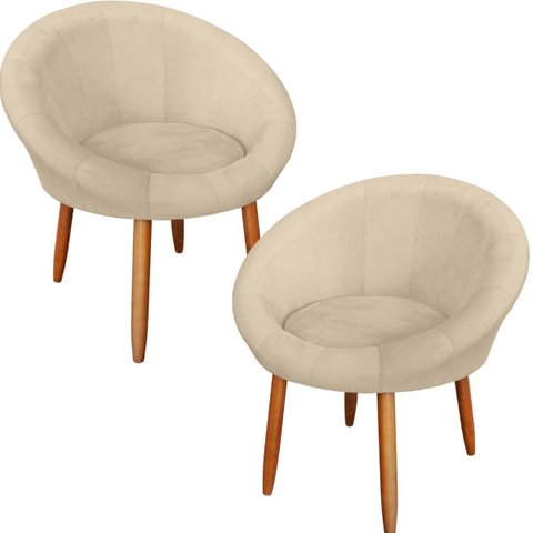 Kit 2 Poltronas Decorativa para Sala de Espera Recepção Resistente Escritório Tecido Veludo Luxo