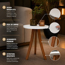 Ver imagem 4 de Kit 2 Mesinhas Laterais Redonda MDF Eucalipto Pés de Madeira Sofa Sala Decorativa: Preto