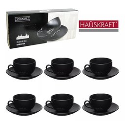Jogo de 6 Xícaras Chá Manhattan 160 ml Porcelana Preta Haüskraft JGCH054/PT - 2
