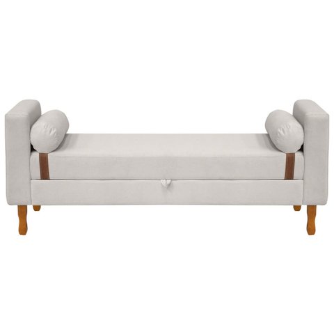 Recamier Sapateira Baú Pietro para Cama Box de Solteiro 90cm Bouclê - Sofa Store:bouclê Bege Marfim