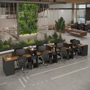 Ver mais imagens de Estação de Trabalho 8 Lugares Smart Office 8 Mesas 6 Armários 2 Aparadores - Preto e Cedro