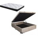 Ver imagem 1 de Cama Box Baú Casal Conforto Suede Bege + Colchão Casal Conforto Espuma D23 16x138x188