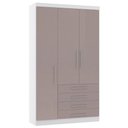 Ver imagem 1 de Guarda Roupa Solteiro 132cm 3 Portas 4 Gavetas Taiga Branco/cinnamon L01 - Mpozenato