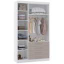 Ver imagem 3 de Guarda Roupa Solteiro 132cm 3 Portas 4 Gavetas Taiga Branco/cinnamon L01 - Mpozenato
