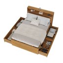 Ver imagem 4 de Cama de Casal 4 Gavetas e Cabeceira Nicho com LED MDF Aurora Yescasa Marrom/Carvalho Hanover