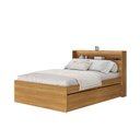 Ver imagem 2 de Cama de Casal 4 Gavetas e Cabeceira Nicho com LED MDF Aurora Yescasa Marrom/Carvalho Hanover