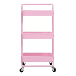 Carrinho Organizador 3 Prateleiras Aço Multiuso Rosa Rodinha - 2