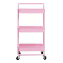Ver imagem 5 de Carrinho Organizador 3 Prateleiras Aço Multiuso Rosa Rodinha