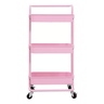 Carrinho Organizador 3 Prateleiras Aço Multiuso Rosa Rodinha - 5