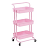 Carrinho Organizador 3 Prateleiras Aço Multiuso Rosa Rodinha - 1