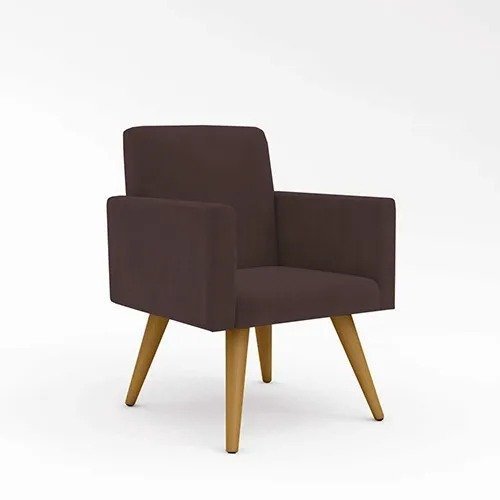 Poltrona Decorativa Nina Cadeira Escritório Recepção Suede Marrom - 1