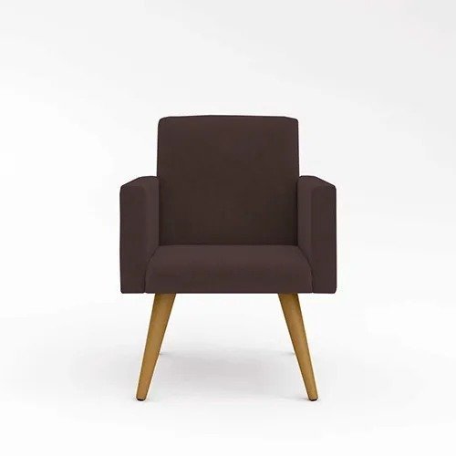 Poltrona Decorativa Nina Cadeira Escritório Recepção Suede Marrom - 2