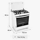 Ver imagem 3 de Fogão a Gás Fascino 5 Bocas Tripla Chama 3,0KW com Forno de 96 Litros Easy Clean Clarice