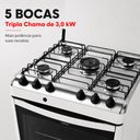 Ver imagem 4 de Fogão a Gás Fascino 5 Bocas Tripla Chama 3,0KW com Forno de 96 Litros Easy Clean Clarice