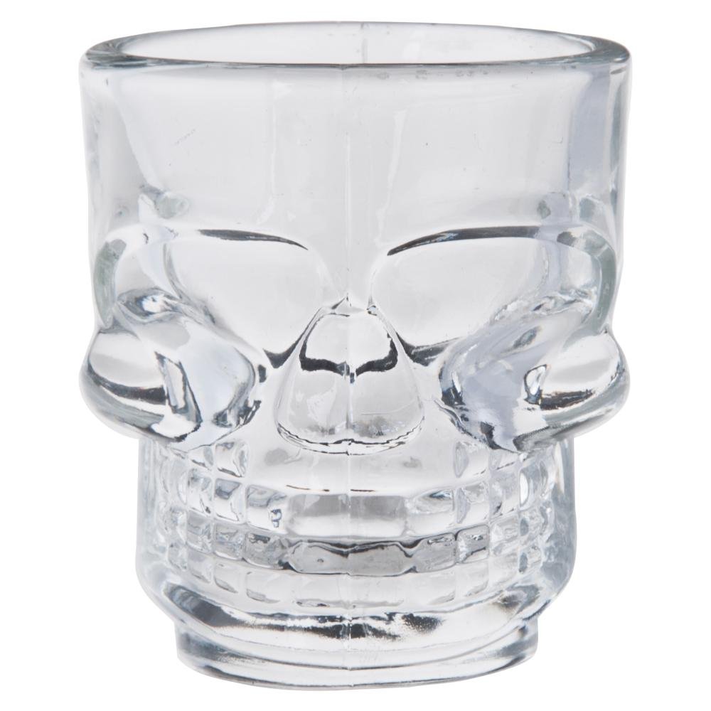 Jogo de 6 copos Skull Mug para shot em vidro com forma de caveira 50ml A5,8cm