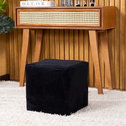 Capa de Puff Quadrado Avulsa Lisa Ajustável com Elástico - Tecido Veludo Suede Decoração Banquinho L - 2