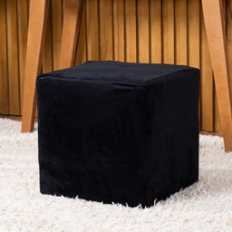 Capa de Puff Quadrado Avulsa Lisa Ajustável com Elástico - Tecido Veludo Suede Decoração Banquinho L - 1