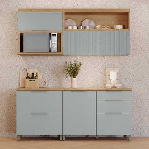 Cozinha Modulada 4 Peças Ripado  100% Mdf Marquesa