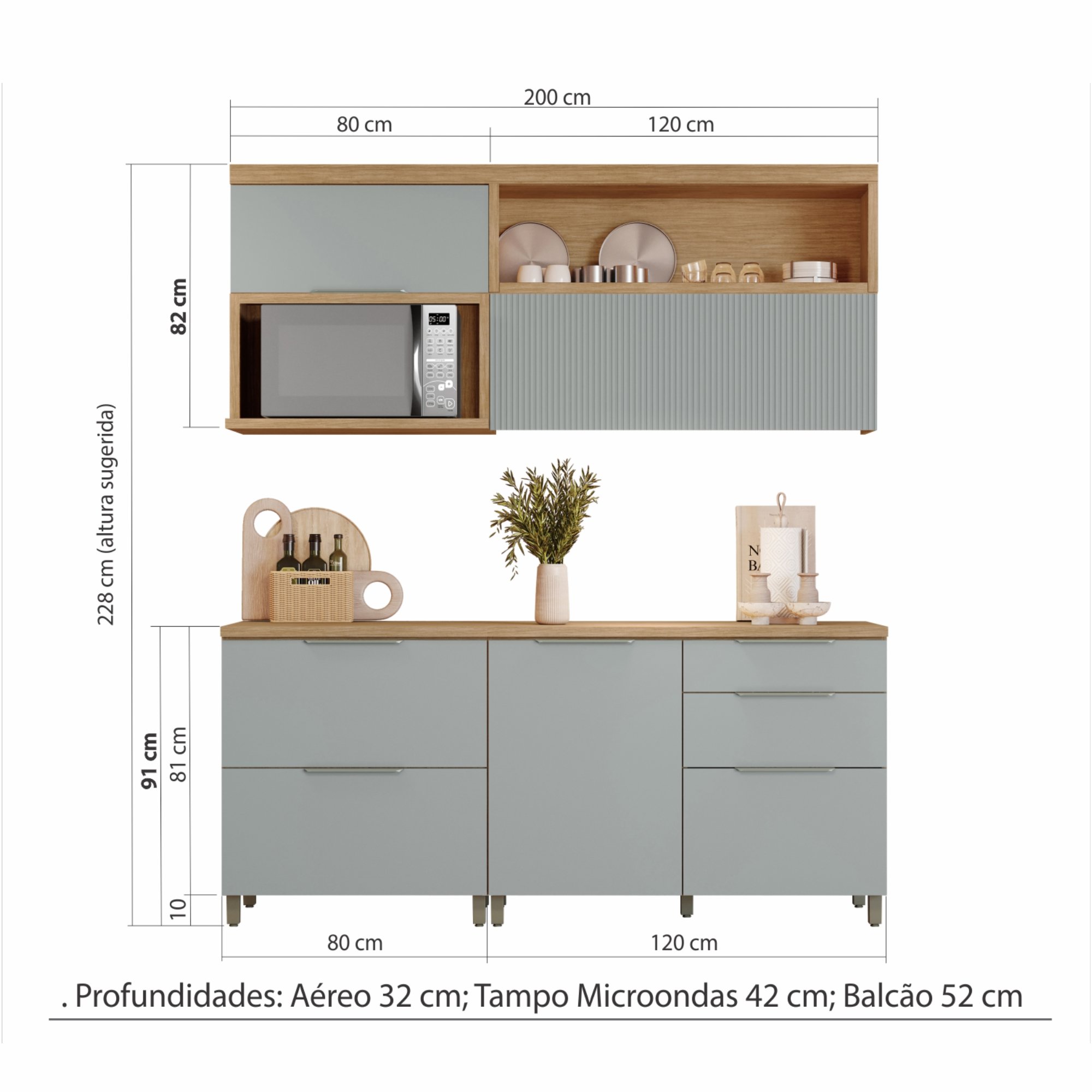 Cozinha Modulada 4 Peças Ripado  100% Mdf Marquesa - 16