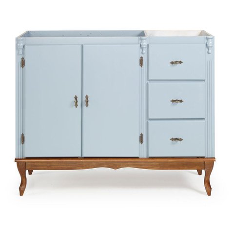 Balcão para Pia Copenhagen 2 Portas e 3 Gavetas - 1042 Laca - Azul Bebê