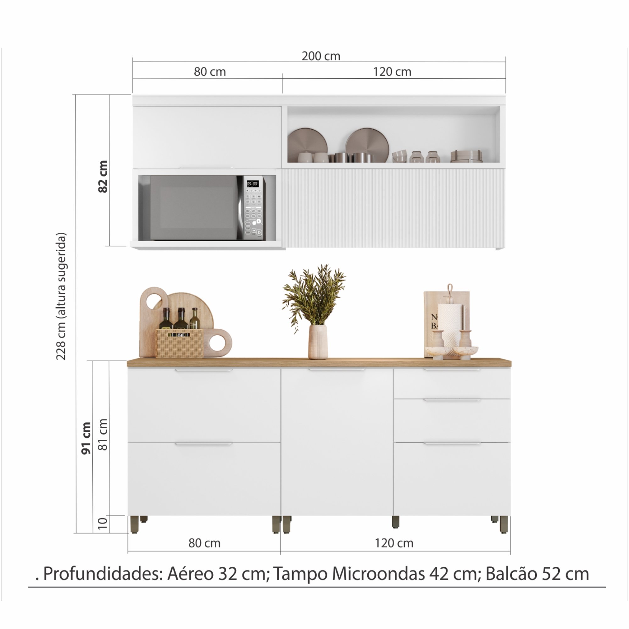 Cozinha Modulada 4 Peças Ripado  100% Mdf Marquesa - 16