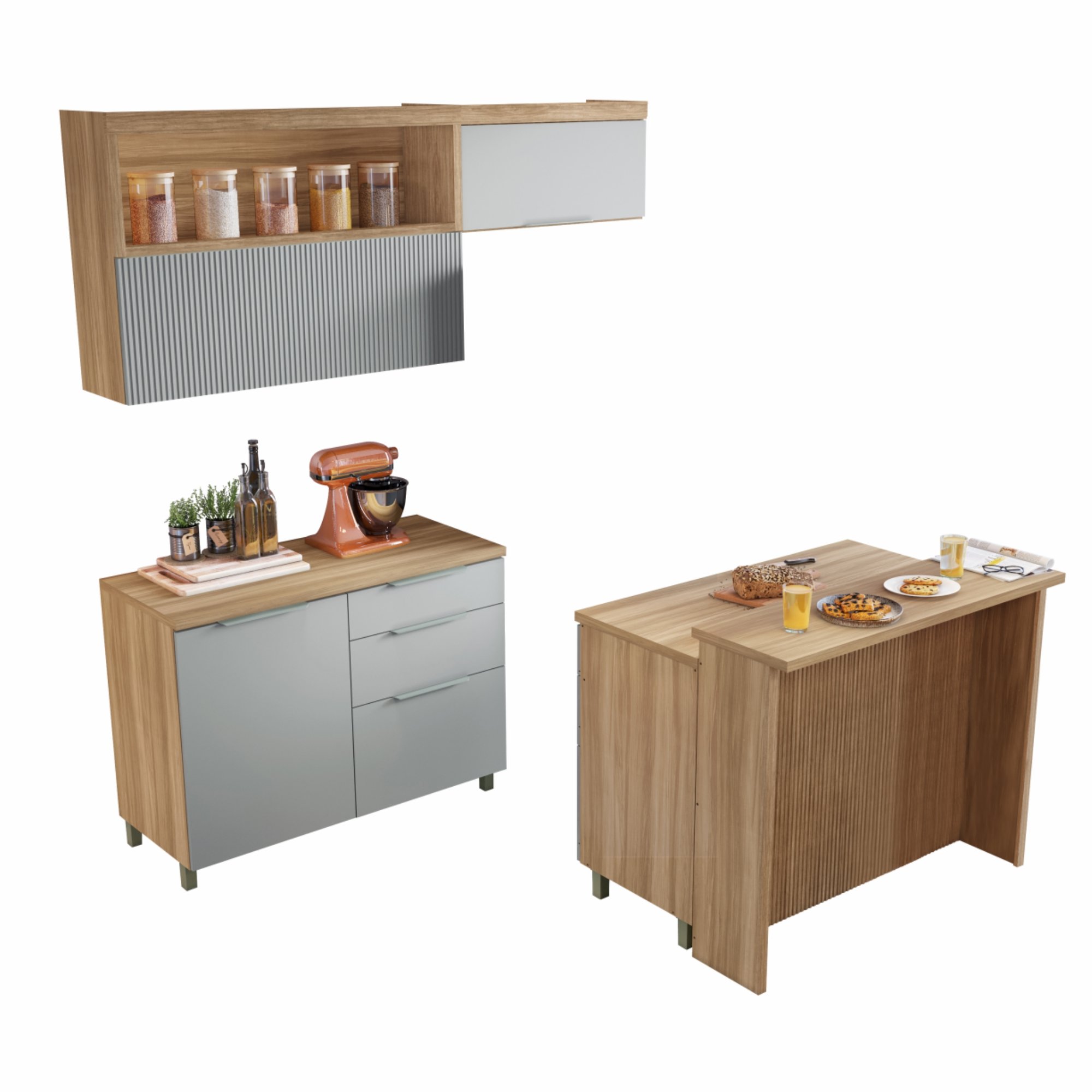 Cozinha Modulada 5 Peças Ripado  100% Mdf Marquesa Gourmet - 20