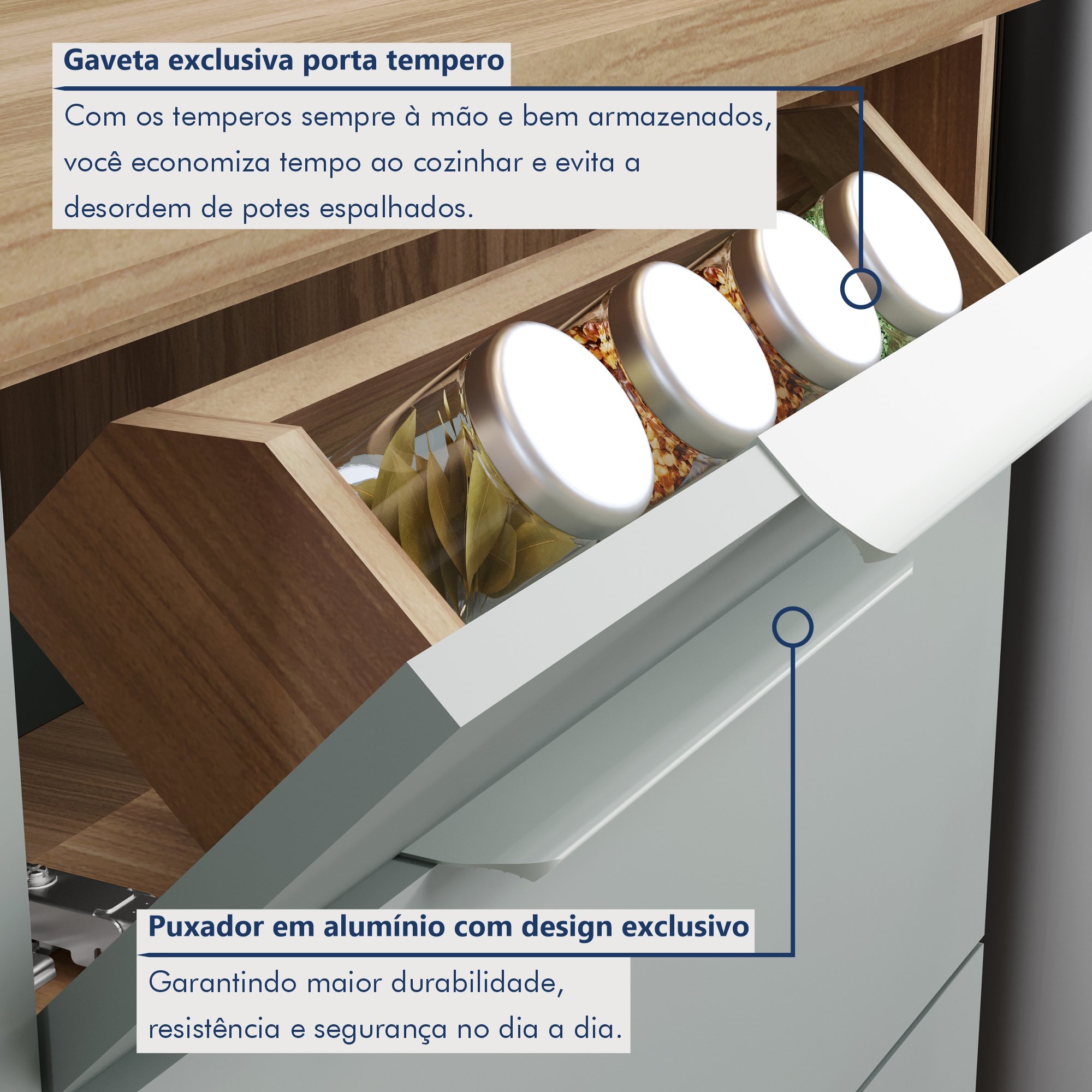 Cozinha Modulada 5 Peças Ripado  100% Mdf Marquesa Gourmet - 12