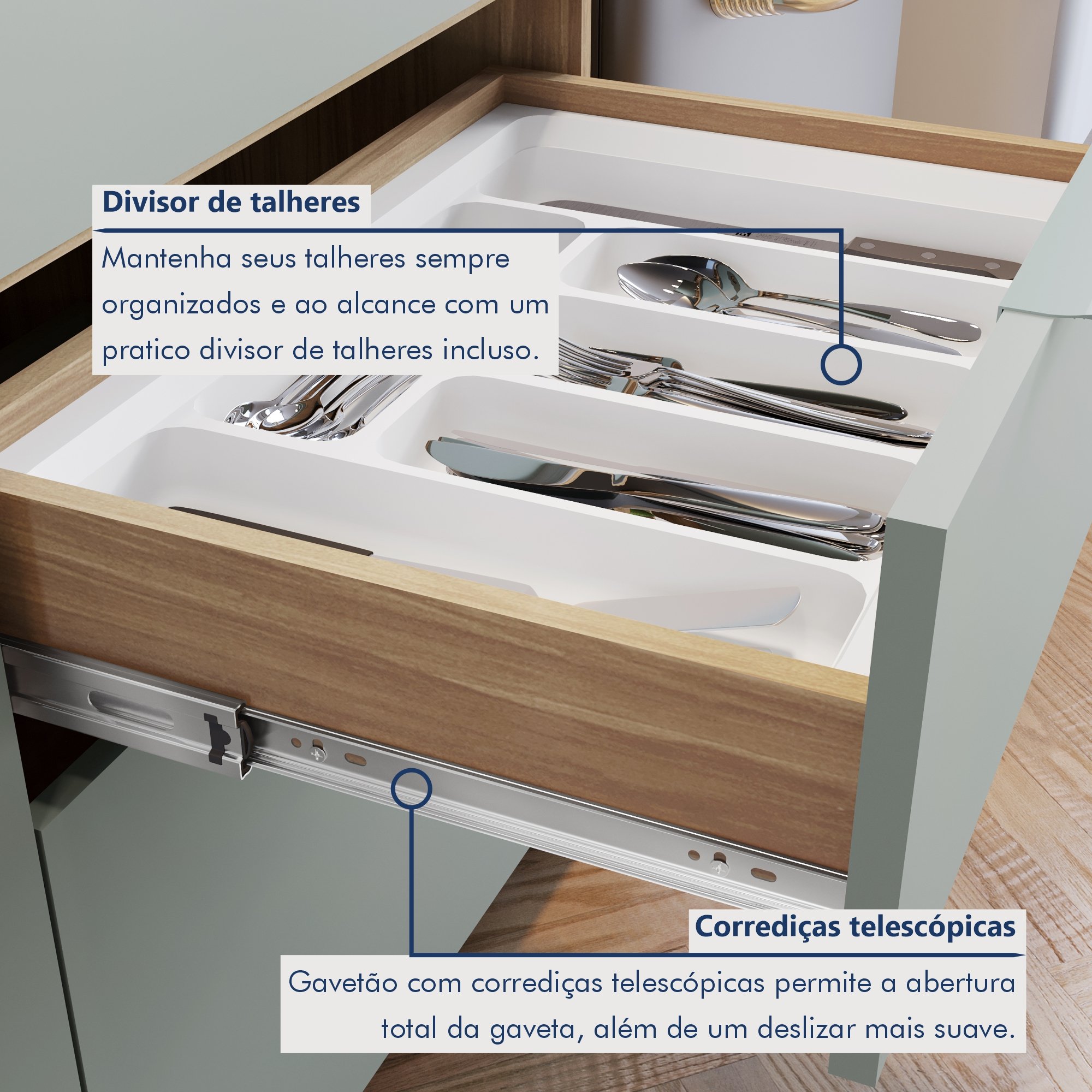 Cozinha Modulada 5 Peças Ripado  100% Mdf Marquesa Gourmet - 11