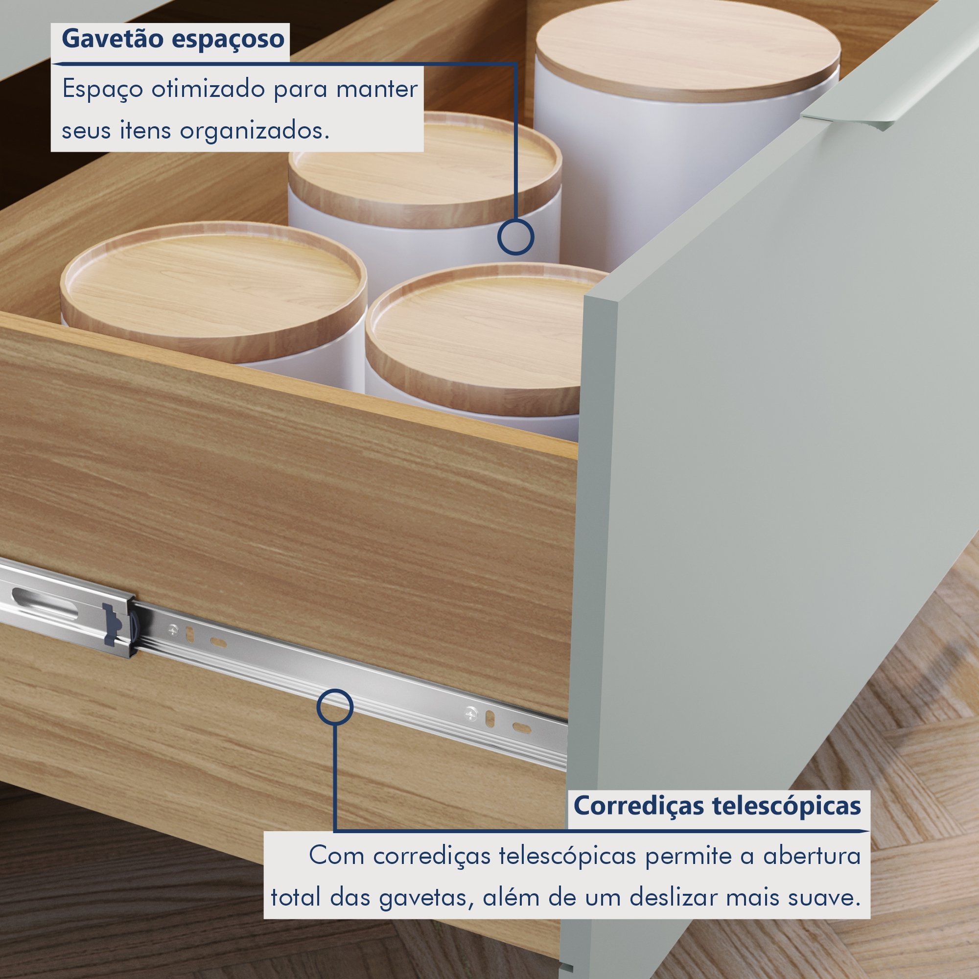 Cozinha Modulada 5 Peças Ripado  100% Mdf Marquesa Gourmet - 8