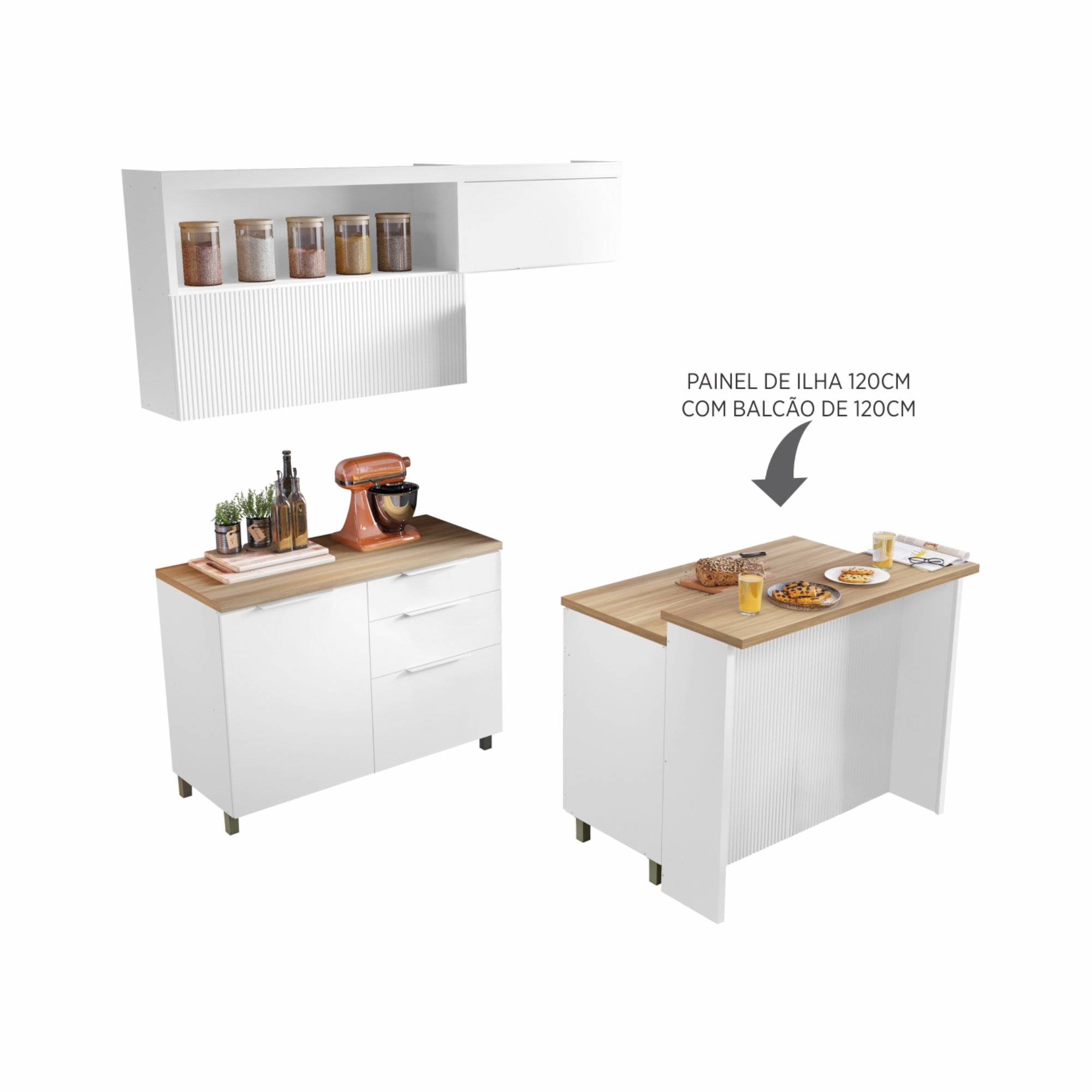 Cozinha Modulada 5 Peças Ripado  100% Mdf Marquesa Gourmet - 15